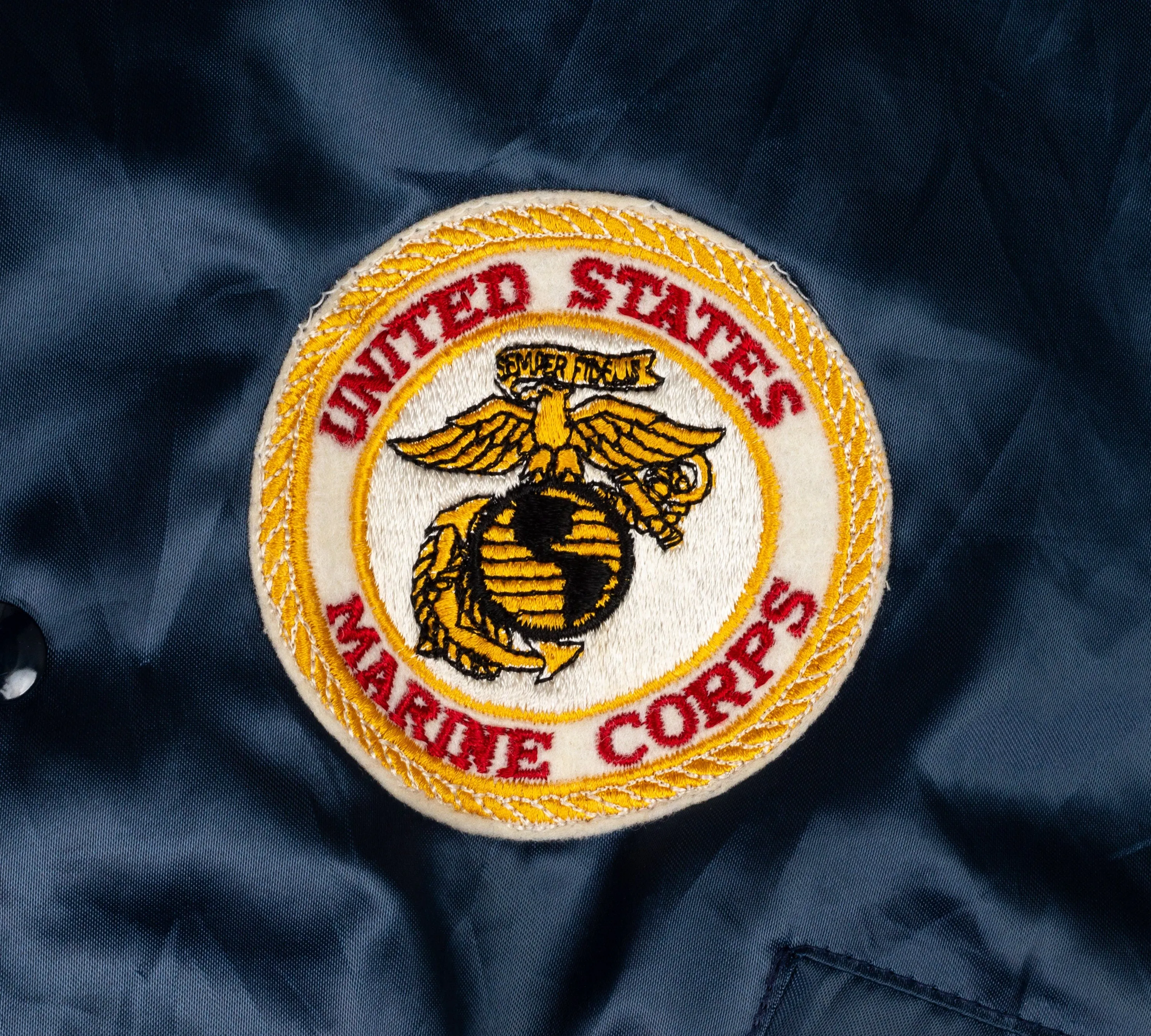 80s US Marine Corps Satin Snap Button Jacket - Men's Large, Women's XL