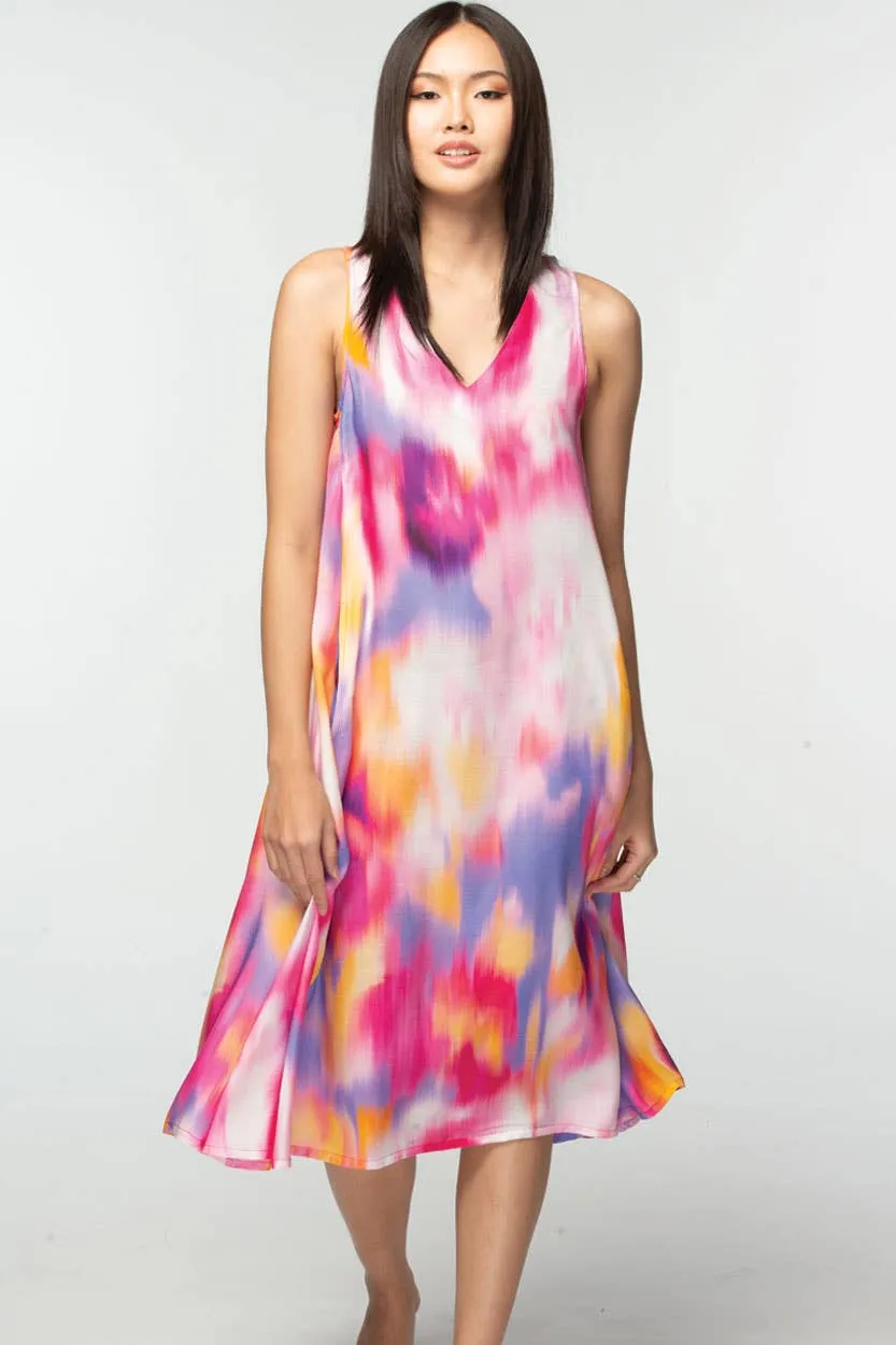 Aisha Cupro Dress: Turquoise Multi / L/XL