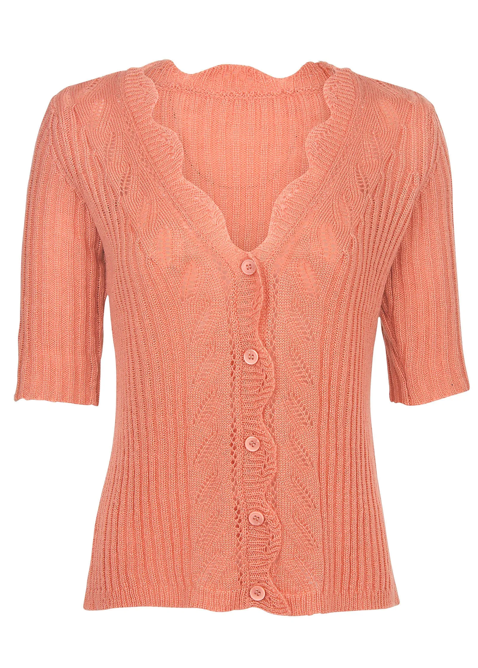 Crochet Cardigan - Burnt Coral