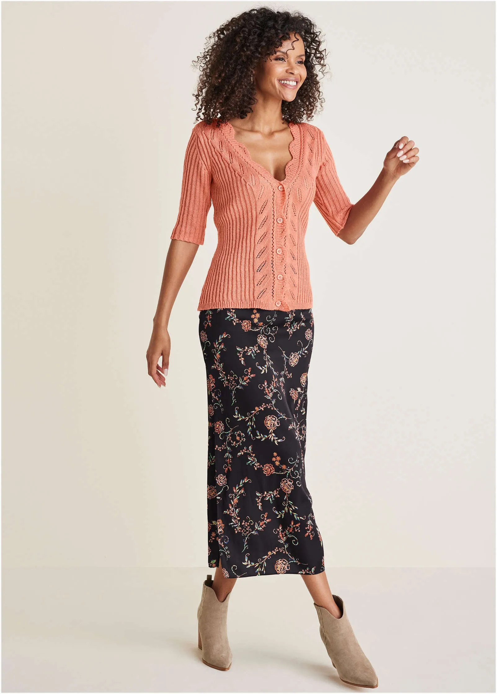 Crochet Cardigan - Burnt Coral
