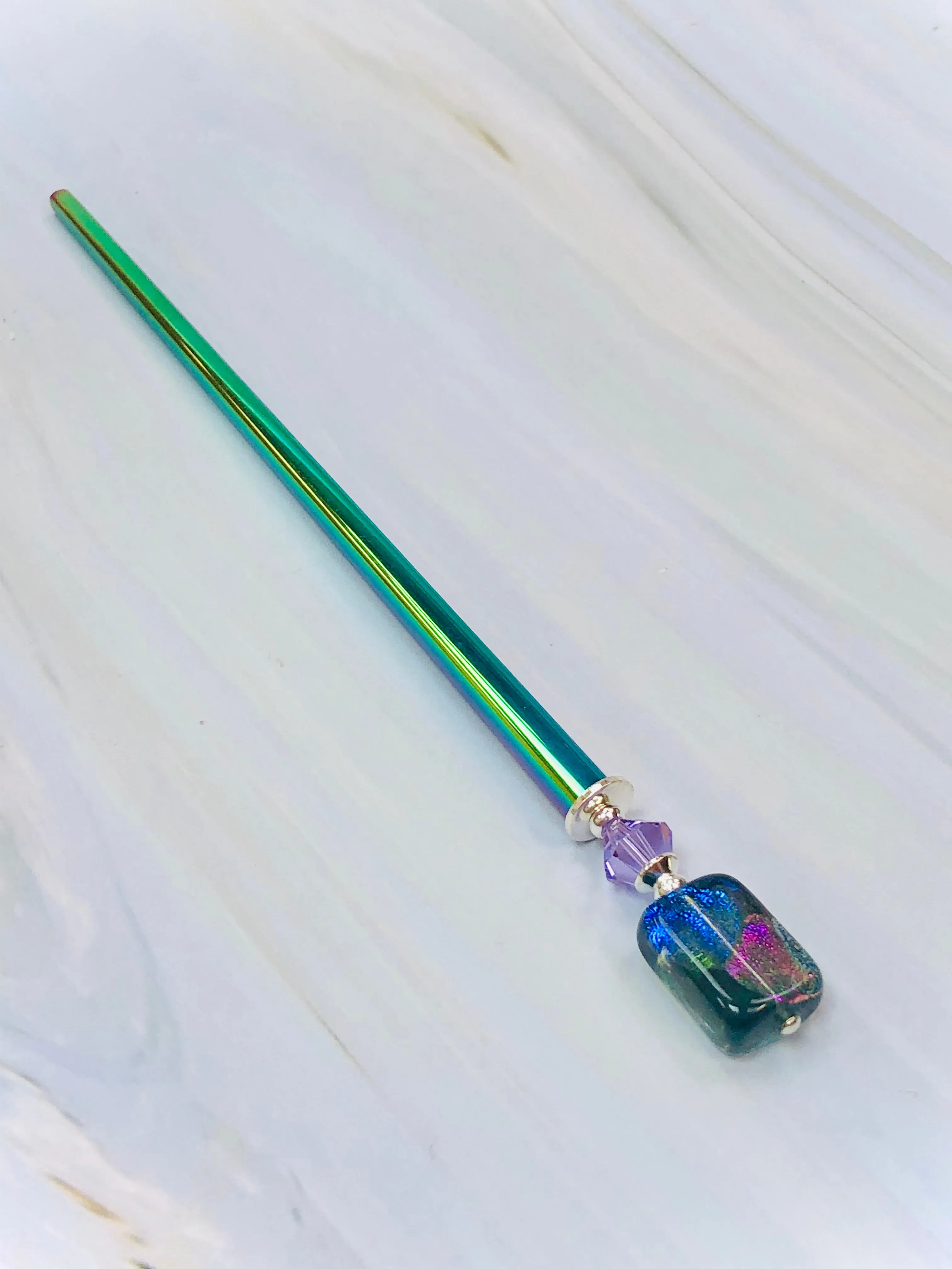 Dichroic Art Glass hair stick, unique hair stick