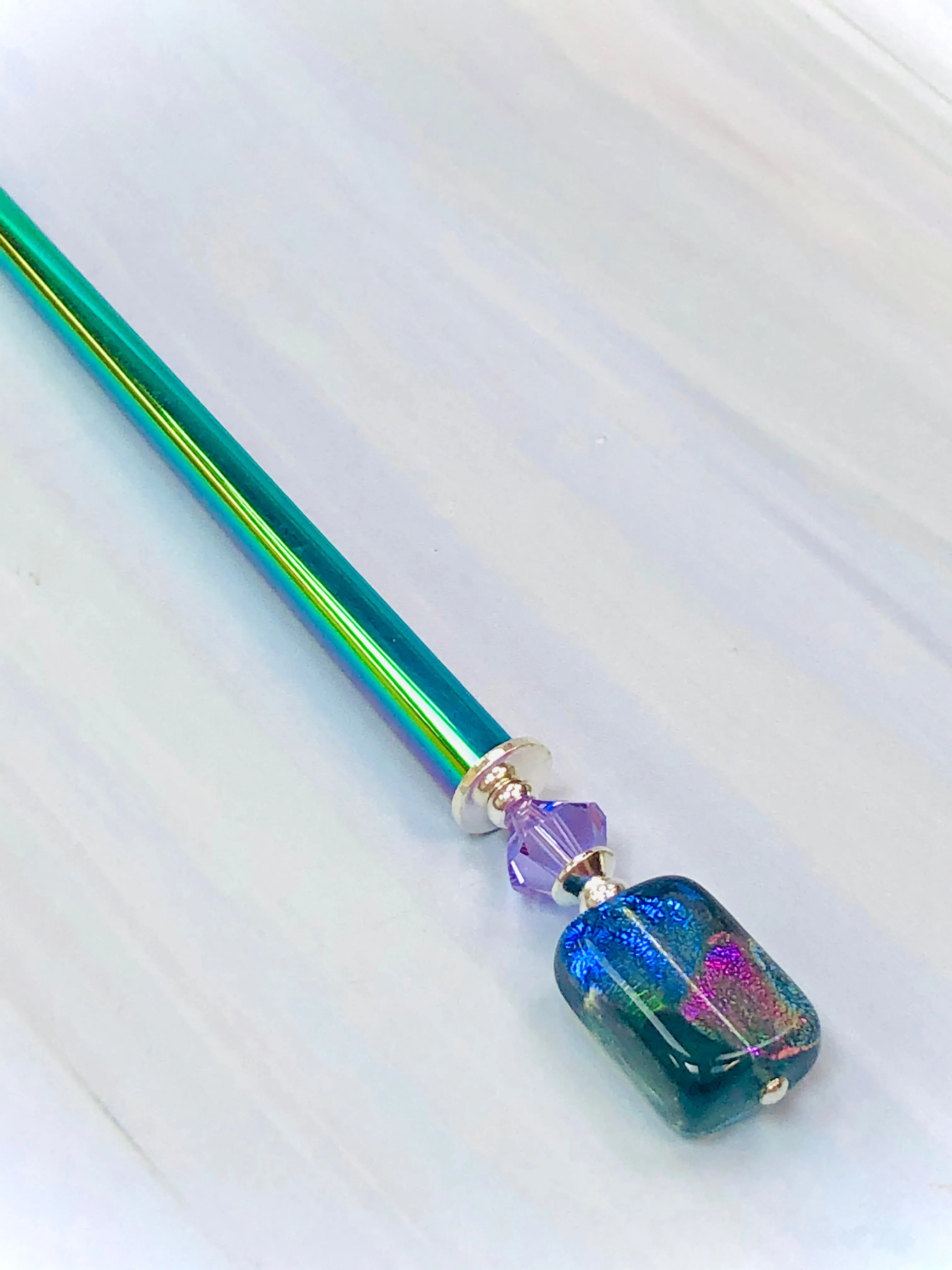 Dichroic Art Glass hair stick, unique hair stick