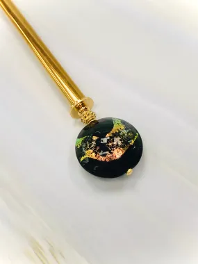 Dichroic Venetian 24k gold Art glass hair stick, hand made hair stick, shawl pin, sweater pin,