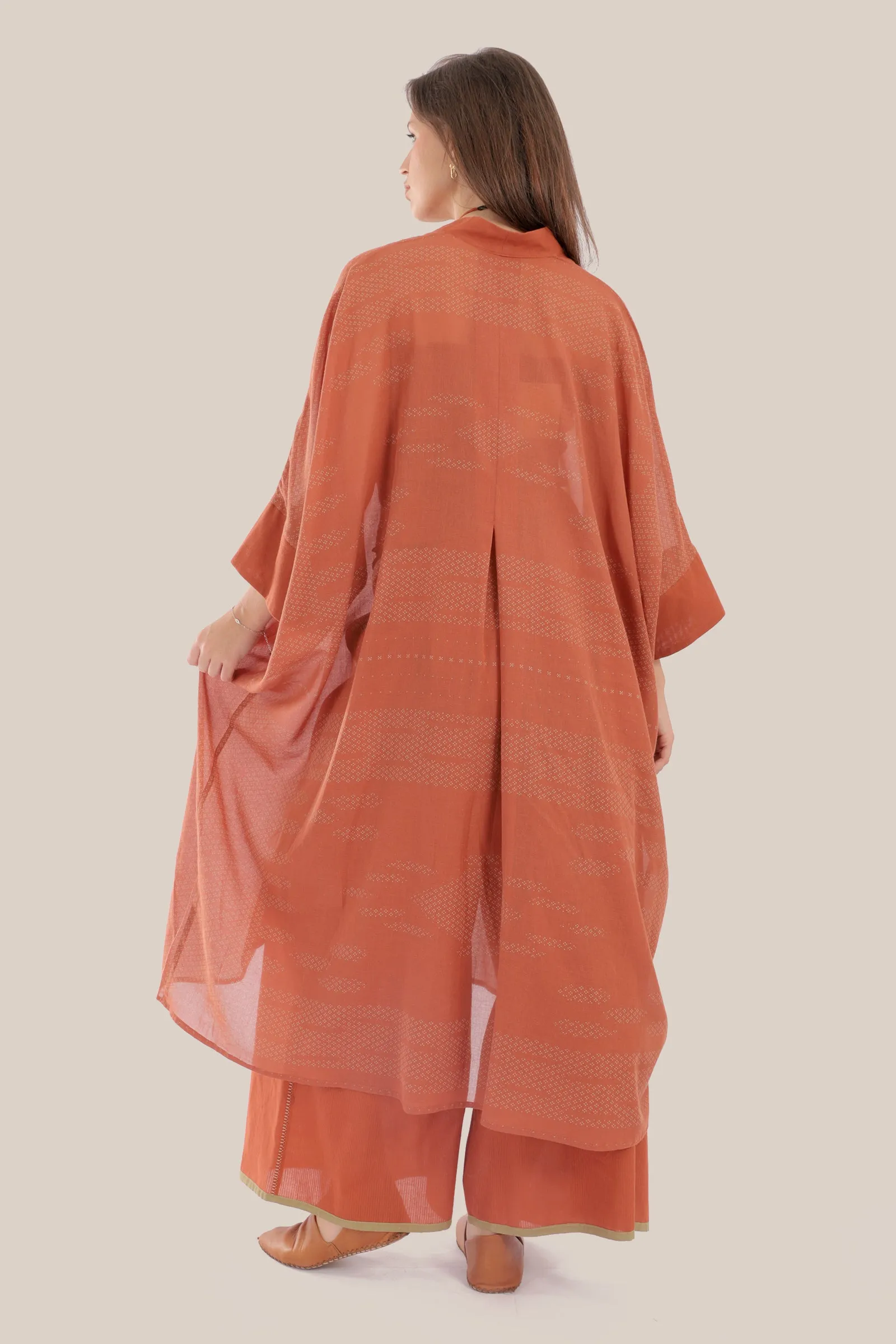 Embroidered oversized kaftan dress  with V neckline