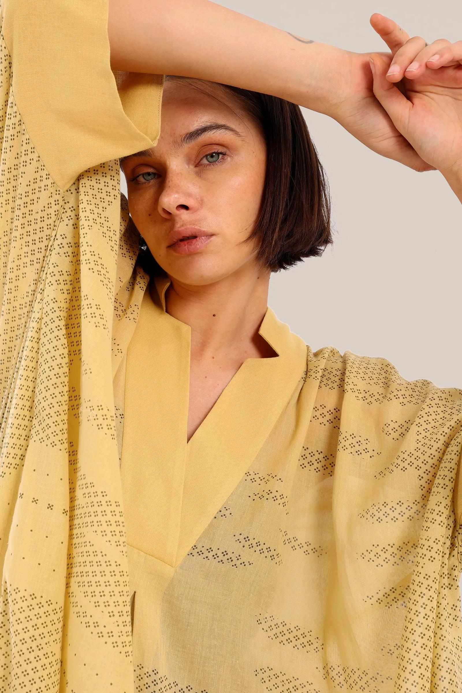 Embroidered oversized kaftan dress  with V neckline