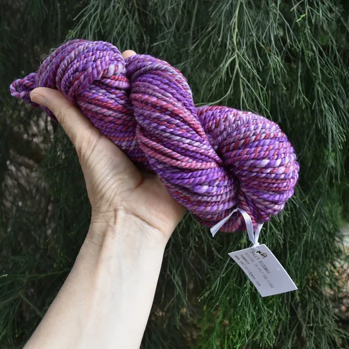 Hand Spun Tasmanian Merino Wool Chunky Yarn in Eggplant