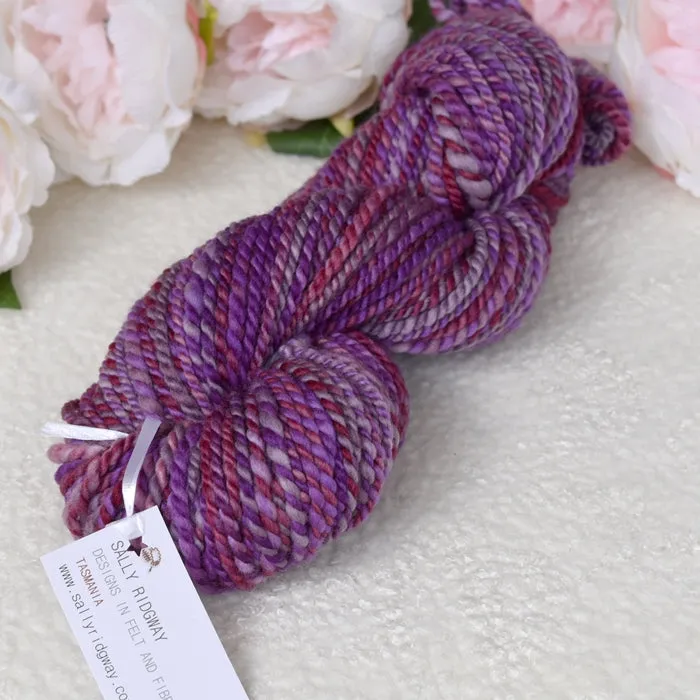 Hand Spun Tasmanian Merino Wool Chunky Yarn in Eggplant