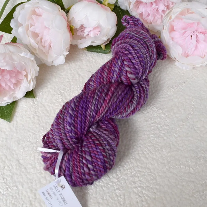 Hand Spun Tasmanian Merino Wool Chunky Yarn in Eggplant