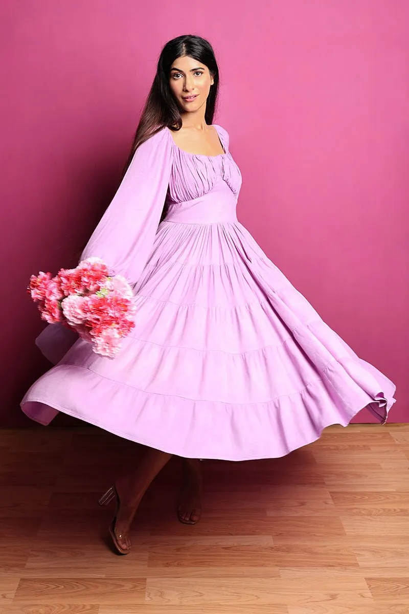 Lavender Tie Up Back Corset and Flared Dress