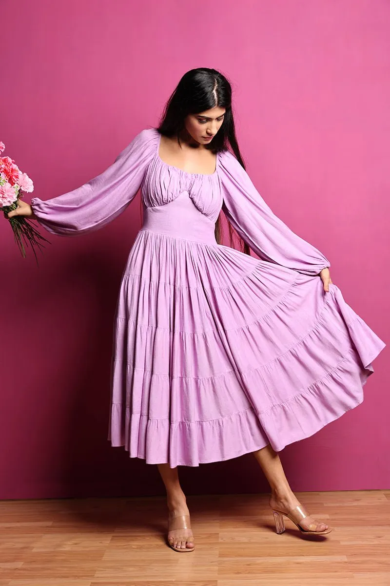 Lavender Tie Up Back Corset and Flared Dress