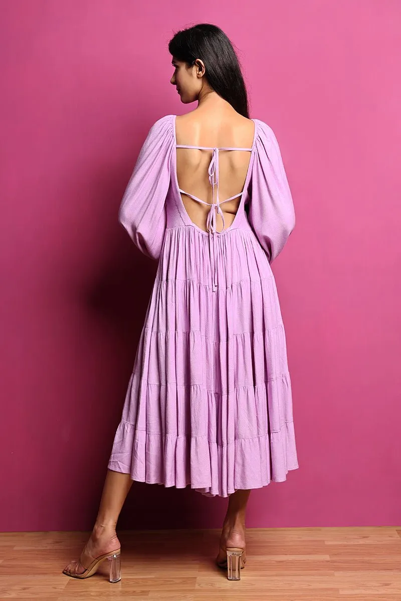 Lavender Tie Up Back Corset and Flared Dress