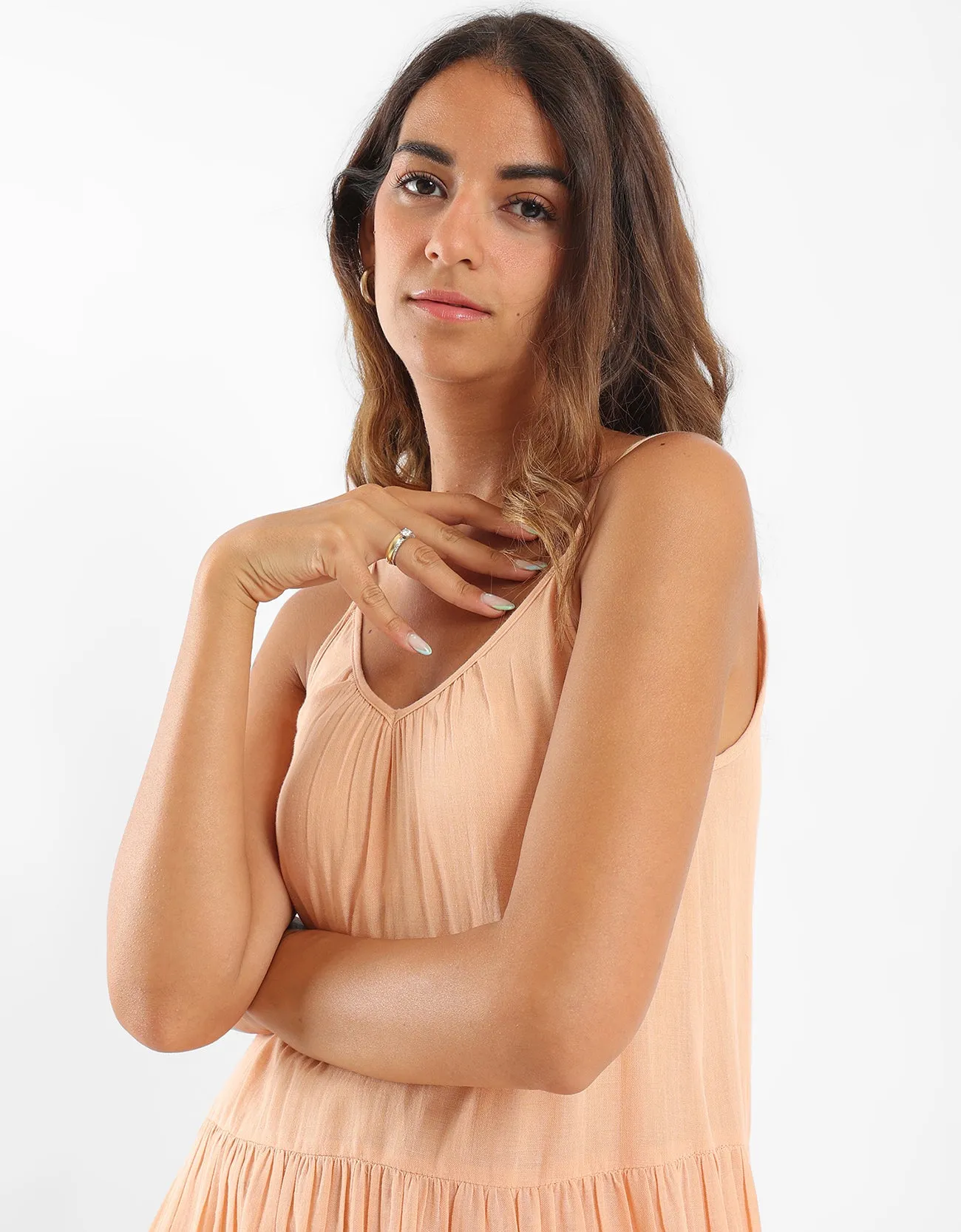 Sleeveless long tear dress