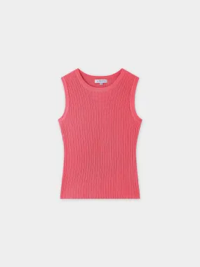 Sleeveless Ribbed Crew-Coral