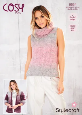Stylecraft Cosy Chunky Pattern 9564 Jacket & Vest - NOW €1.00