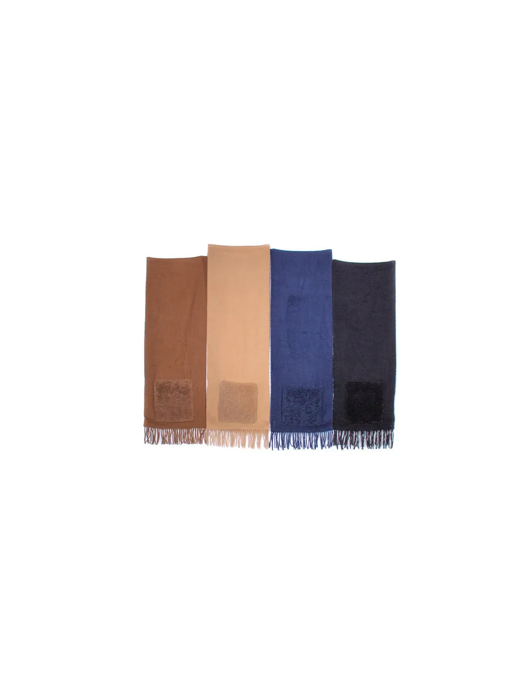 Wool Scarf With Shearling Pockets In Multiple Colors